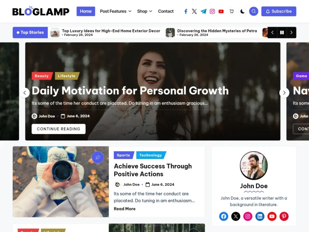 BlogLamp Theme – Best WordPress Theme to Start Your Blogging Journey